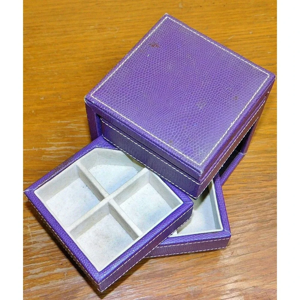 Vintage Faux Leather Purple Jewelry Box